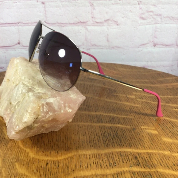 Silver Frame Pink Aviator Sunglasses - Picture 3 of 4